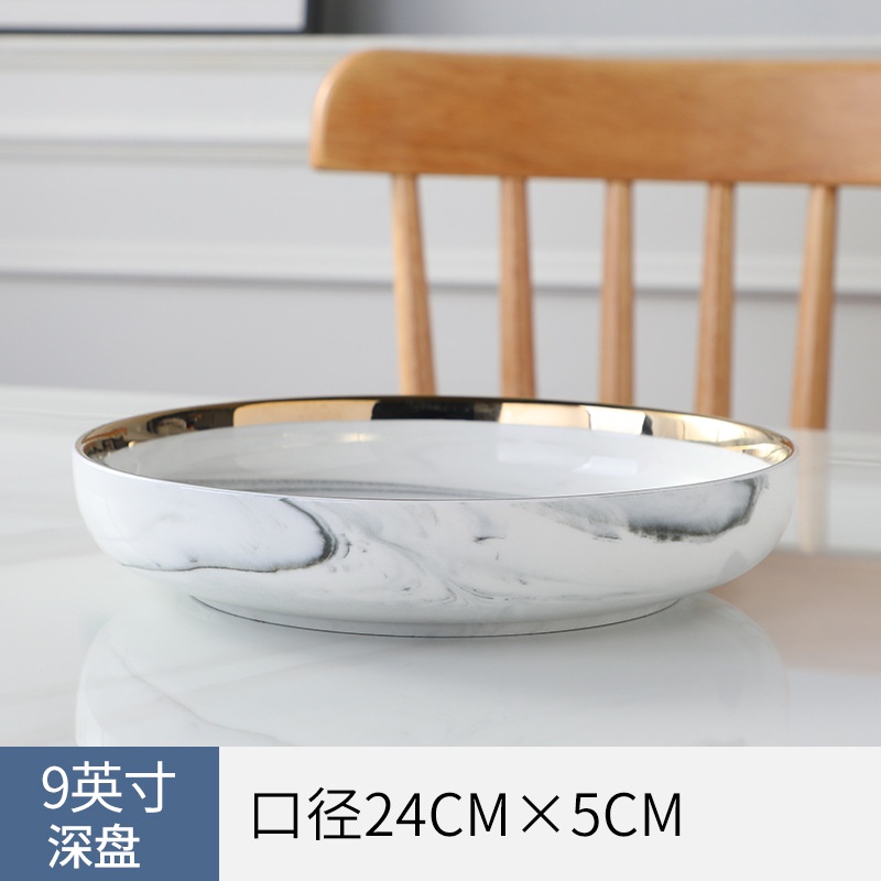 Bộ Bát Đĩa Vân Đá Viền Vàng Cao Cấp Phong Cách Sang Trọng  Quà Tặng Tân Gia Quà Sinh Nhật