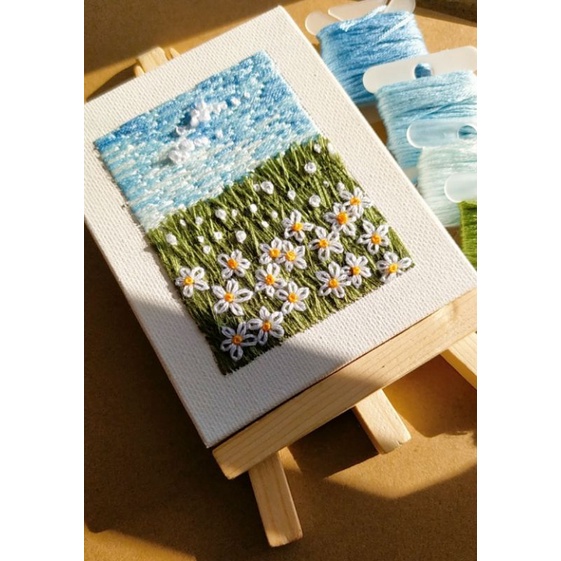 Bộ kit thêu tranh canvas mini 8x10cm decor phòng (có nhận theo yêu cầu) | BigBuy360 - bigbuy360.vn