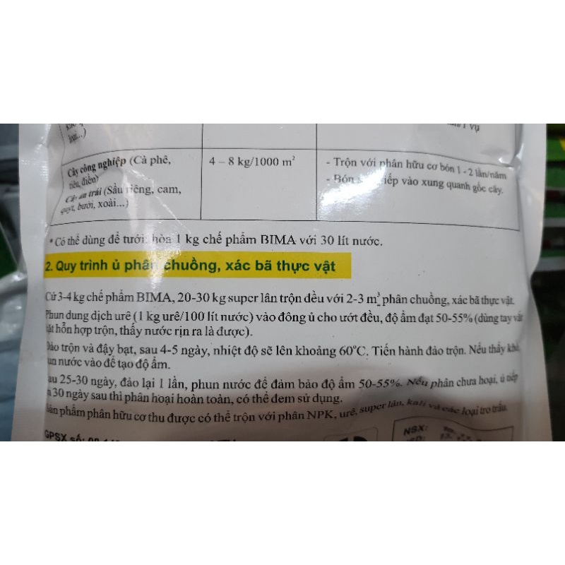 Chế phẩm sinh học BIMA (nấm đối kháng Trichoderma) tác dụng ngừa bệnh, ủ phân - gói 1kg