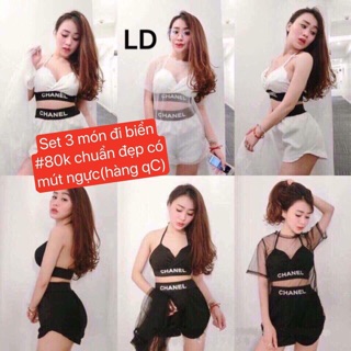 SET ĐỒ BƠI ĐI BIỂN 3 MÓN HÀNG ĐẸP QC BAO VẢI(ảnh thật)