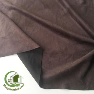 Vải da lộn - vải giả da màu nâu đậm