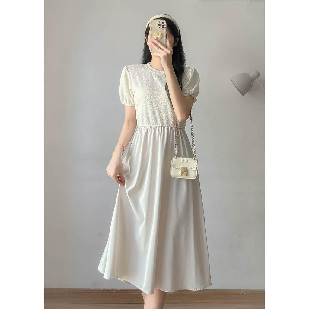 Váy dáng dài moni dress tay bồng, Đầm maxi hở lưng sang chảnh phong cách Ulzzang maylala.store