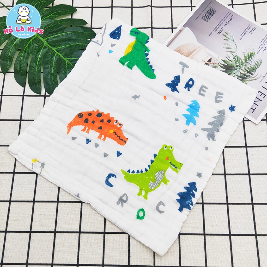 Khăn Xô 6 Lớp cho bé khăn sữa họa tiết đáng yêu, ngộ nghĩnh 25 x 25 cm Hồ Lô Kids