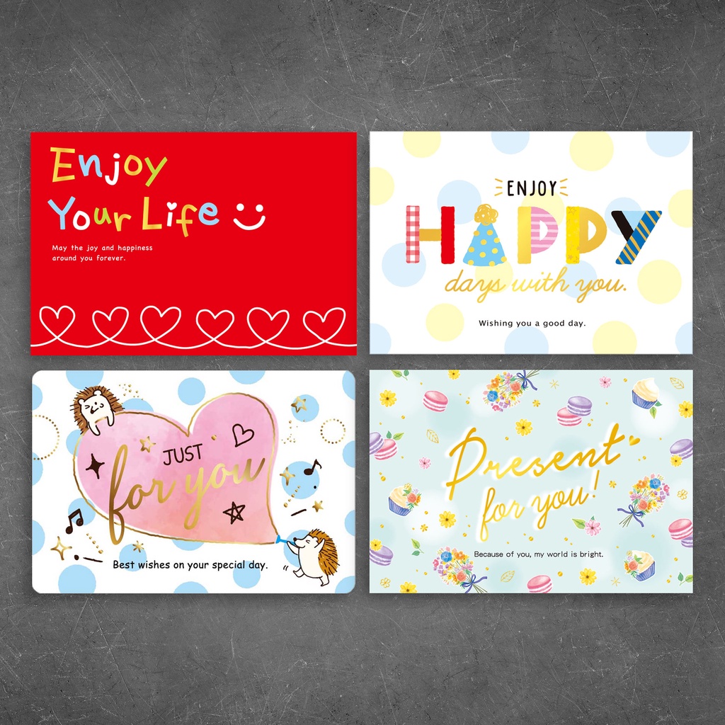 Thiệp giấy For You Greeting Card Cao Cấp Nhập Từ Đài Loan FK2527 với Chữ Nhũ Vàng và Họa tiết Cute 10.4x15cm