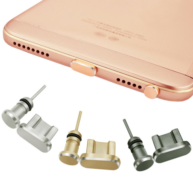 Bộ 2 Nút Bịt Cổng Micro USB Chống Bụi Bằng Kim Loại Cho Điện Thoại