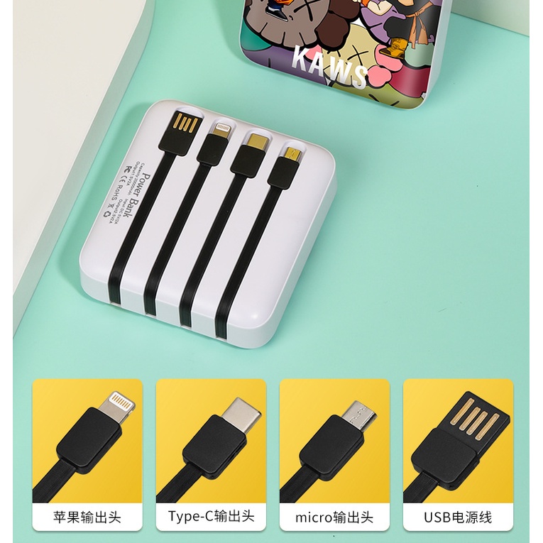 Sạc dự phòng họa tiết Gấu Brick Bear 20000mAh Sạc nhanh 2.1A Hỗ Trợ Sạc 4 Thiết Bị Cùng Lúc
