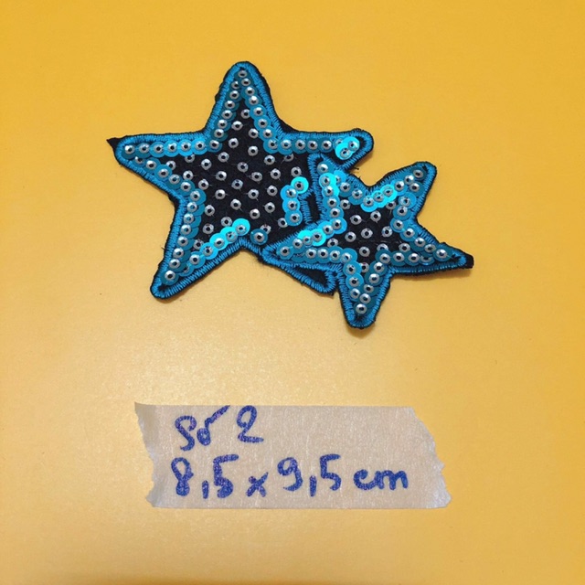 Hình thêu, sticker thêu ngôi sao kim sa màu