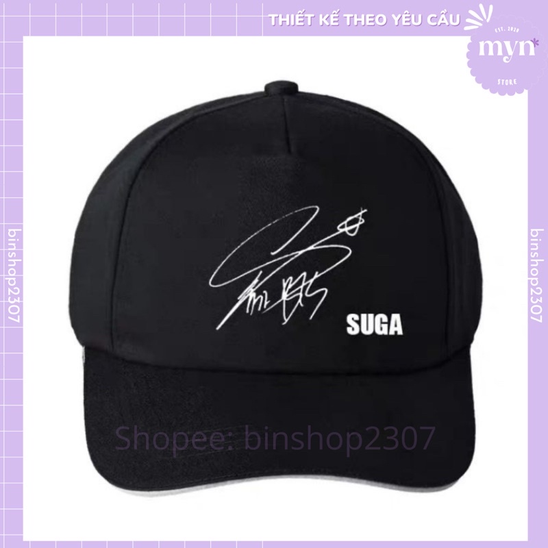 Nón Lưỡi Trai Chữ Ký Các Thành Viên BTS, Nón Lưỡi Trai Jimin, Jin, RM, V, Suga, Jungkook, J-Hope