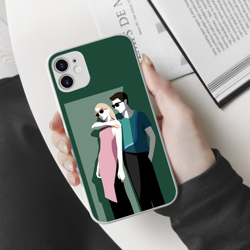 Ốp lưng điện thoại cặp đôi flat design phong cách vintage cho couple