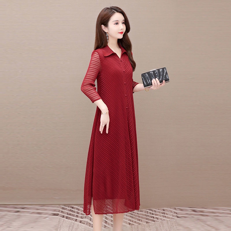 Đầm Dài Qua Gối Dáng Rộng Mỏng Thời Trang Mùa Hè 2021 Kích Thước Lớn Thời Trang Mùa Hè Mới Cho Phụ Nữ Trung Niên