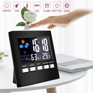 Đồng hồ báo thức hiển thị nhiệt độ và độ ẩm màn hình LCD