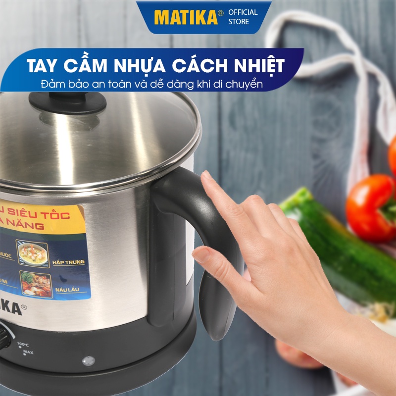 Ca Nấu Siêu Tốc Đa Năng MATIKA 1.6L Chất Liệu Inox 304 MTK1612