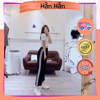 Quần ống rộng dáng thể thao sọc viền siêu hot