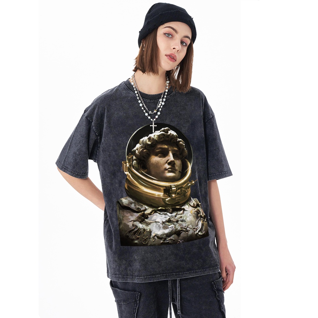 Áo thun ATHANOR wash tay lỡ 100% cotton form rộng unisex mẫu DAVID