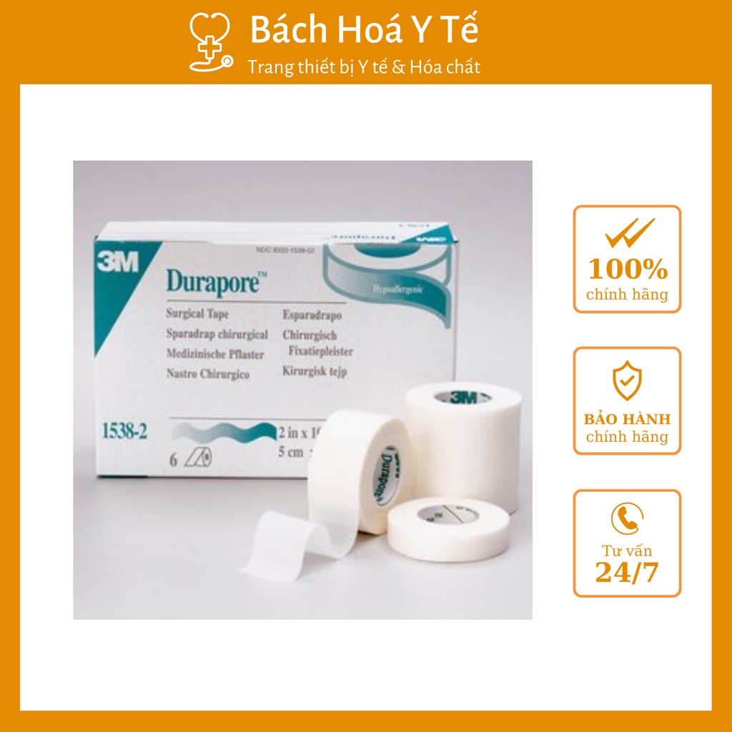 Băng keo giấy, băng keo lụa 3M Duraspore 5cm x 9.1m