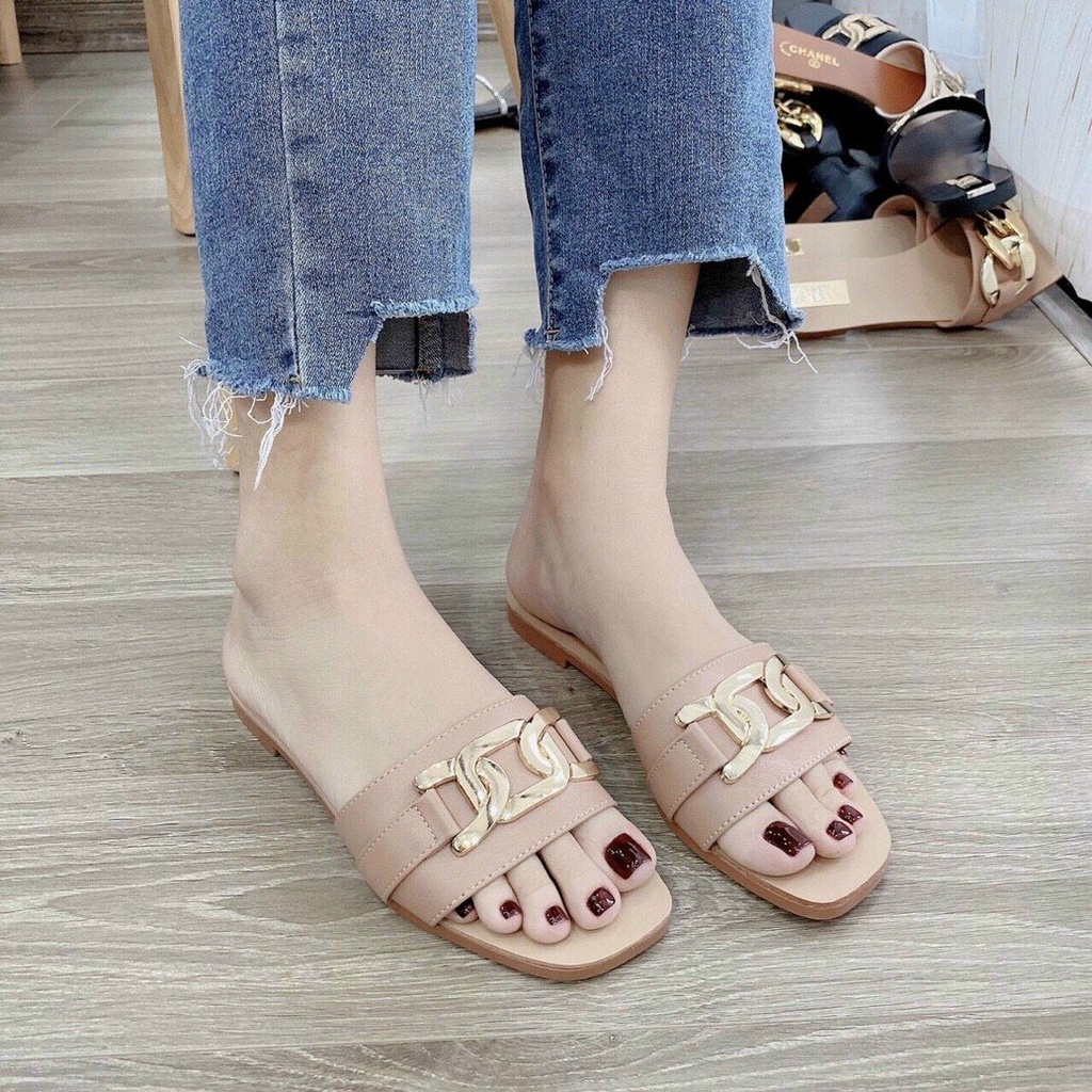 Giày dép quay ngang thuê họa tiết đế vàng xịn