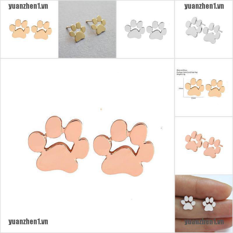 1 Đôi Bông Tai Hình Dấu Chân Chó Mèo Dễ Thương