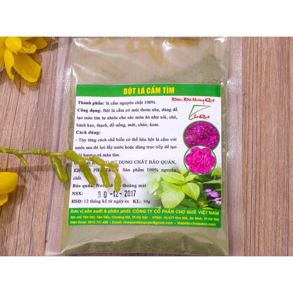 Bột màu lá cẩm 50g⚡ LOẠI TỐT ⚡ Bột lá cẩm sử dụng phổ biến để tạo màu cho xôi, bánh làm bằng bột nếp, bột mì