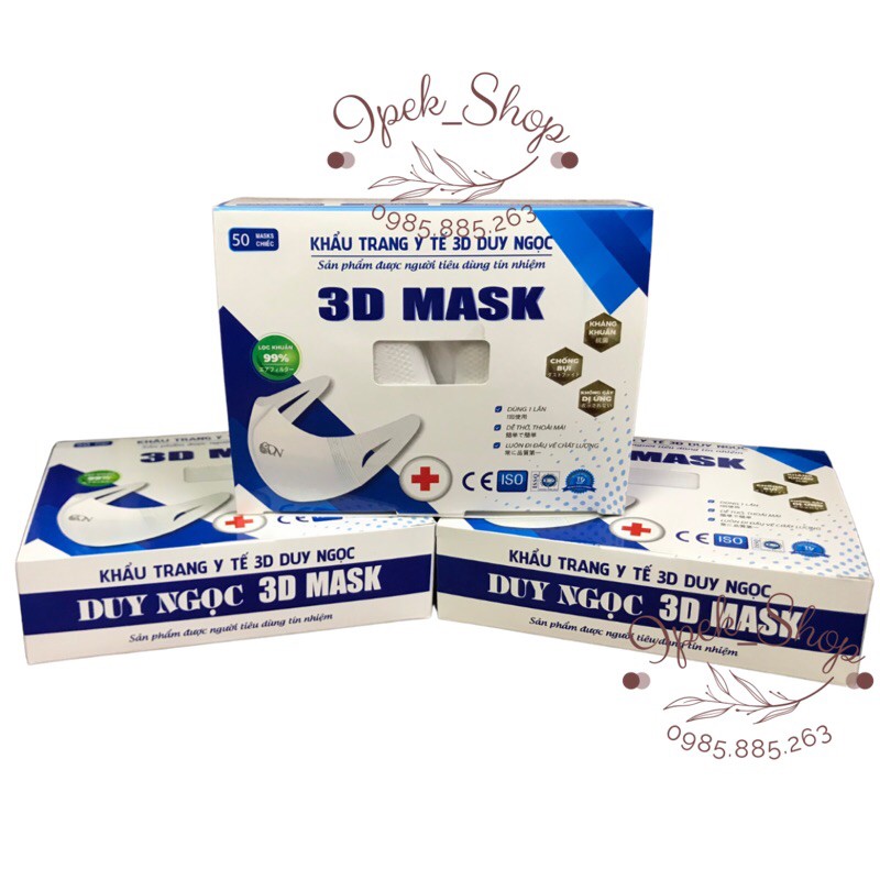 Khẩu trang y tế DUY NGỌC 3D Mask cho người lớn hộp 50 chiếc - Ipek_Shop