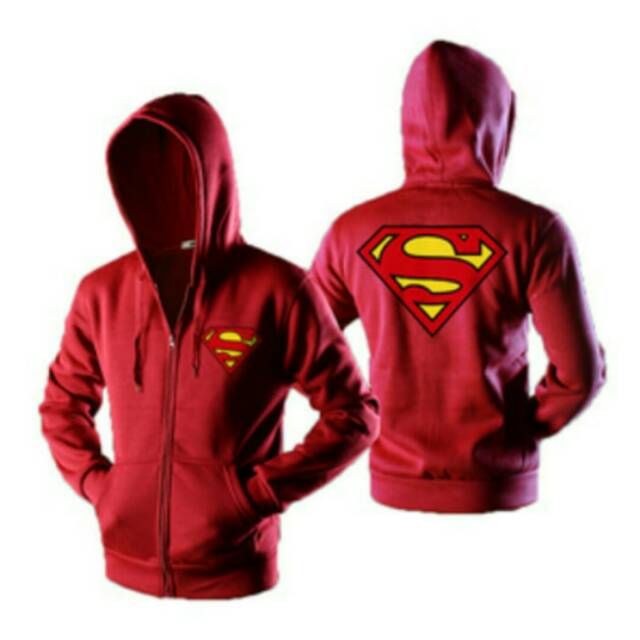 Áo Hoodie Phối Khóa Kéo In Logo Superman Cá Tính