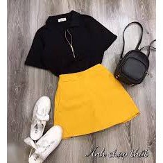 chân váy chữ A kèm quần trong chất tuyết mưa