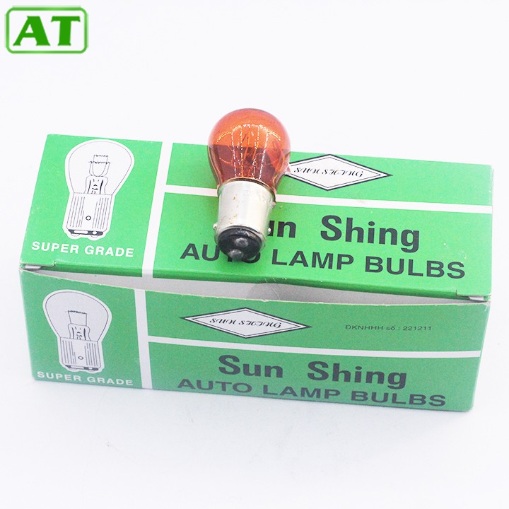 Hộp 10 Bóng Đèn Xi Nhan Ô Tô Chân Cài 12V 21W hoặc 24V 21W Màu Vàng (Hai Tóc)