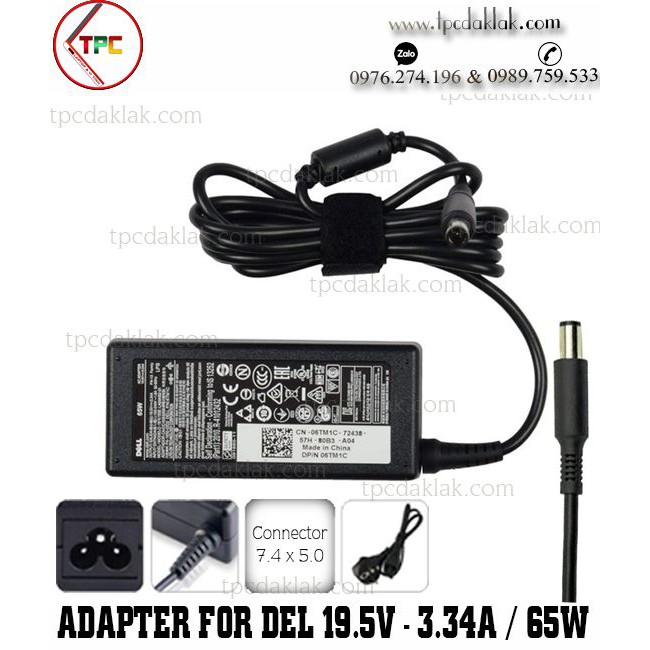 Sạc Laptop Dell Vostro V3400, V3500 ( OEM Design ) | ADAPTER DELL 19.5V - 3.34A - 65W ( 7.4 X 5.0MM )