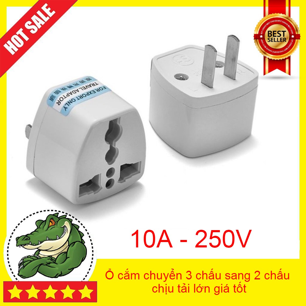 Đầu nối ổ cắm chuyển đổi phích cắm chuyển 3 chấu sang 2 chấu chịu tải lớn, giá tốt, tiêu chuẩn USA