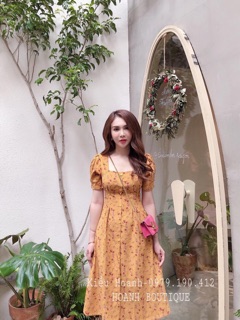ĐẦM LỤA CHERRY CỔ VUÔNG