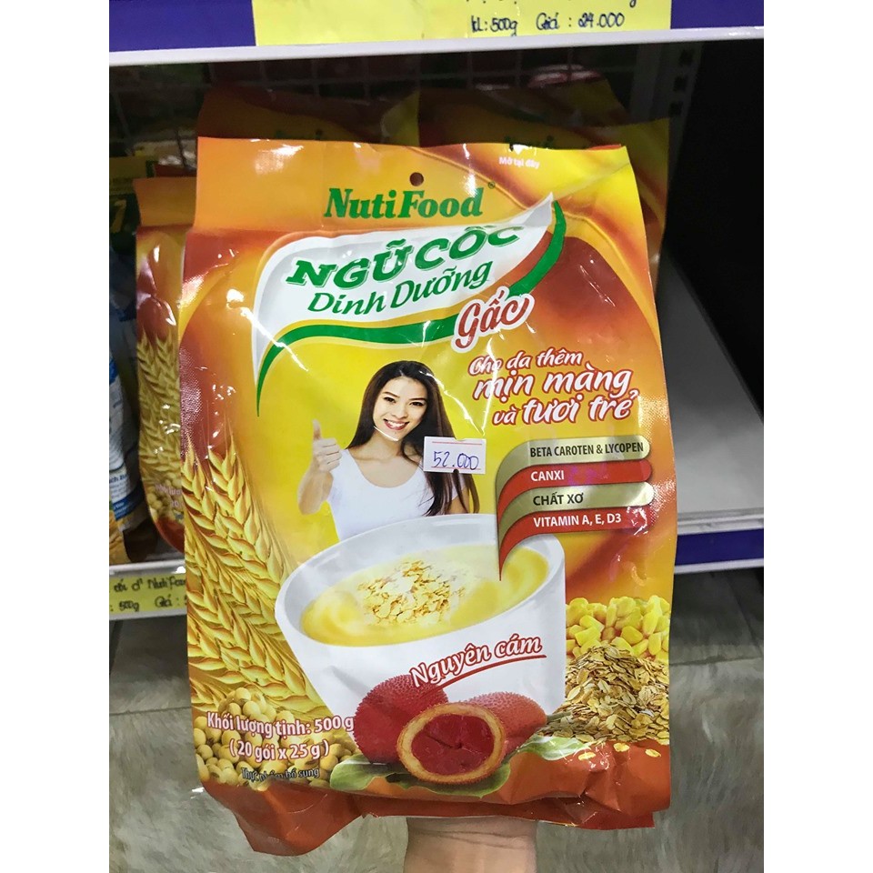 Bột Ngũ Cốc Dinh Dưỡng Gấc NutiFood Gói 500 G (20 Gói x 25G)