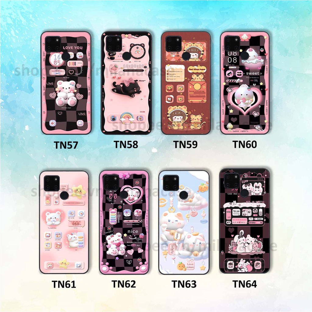Ốp Realme C20 / C21Y hình đồng hồ icon gấu mèo cute cực dễ thương ngộ nghĩnh