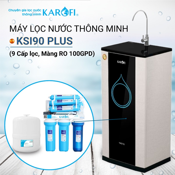 Máy lọc nước RO KAROFI KSI90 Plus (9 cấp lọc - Lõi Hydrogen)