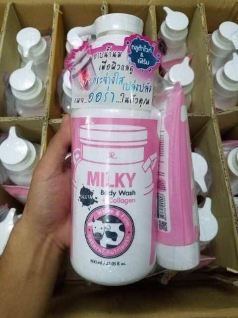 Sửa tắm bò Milky gluta 800ml tặng kèm sửa rửa mặt 190ml thailand