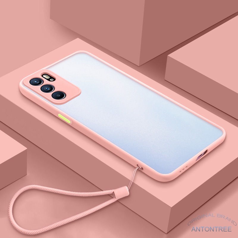 Ốp Điện Thoại Nhựa Acrylic Trong Suốt Mặt Nhám Có Dây Đeo Cho OPPO Reno7Z 6Z reno 7Z 6Z 6 Pro 5G reno 5 Pro A95 A16