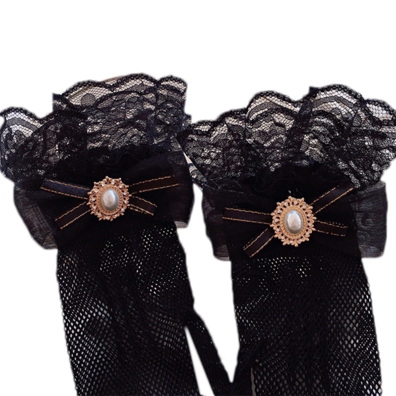 Găng Tay Lưới Phối Ren Và Nơ Đính Ngọc Trai Hóa Trang Nhân Vật Nữ Anime