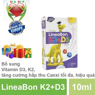 LineaBon K2+D3 - Bổ Sung Vitamin K2, D3 Cho Bé.  Giúp Trẻ Tăng Cường Hấp Thụ Canxi Tối Đa (Lọ 10ml) [HÀNG CHUẨN]