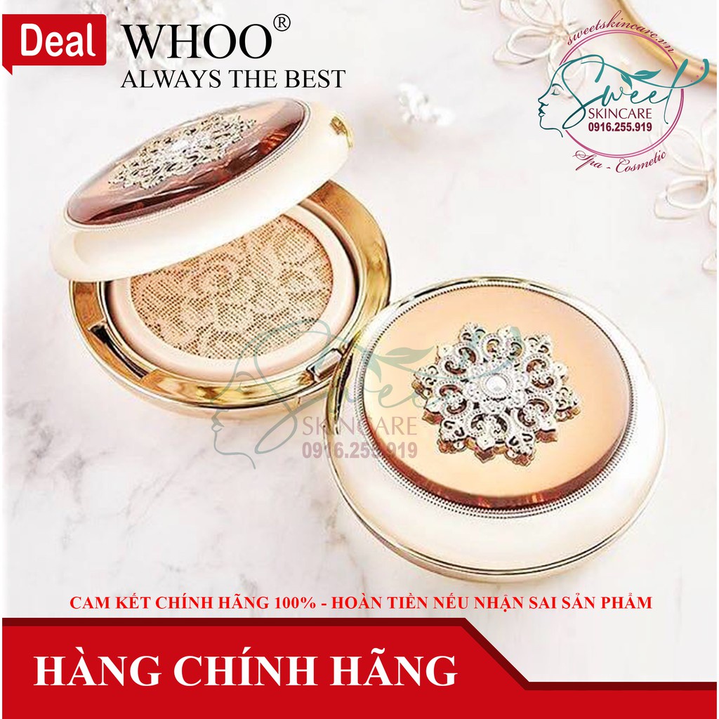 Phấn nước chống nắng và dưỡng trắng Whoo Radiant Essence Cushion SPF50+/PA+++ whoo tái sinh