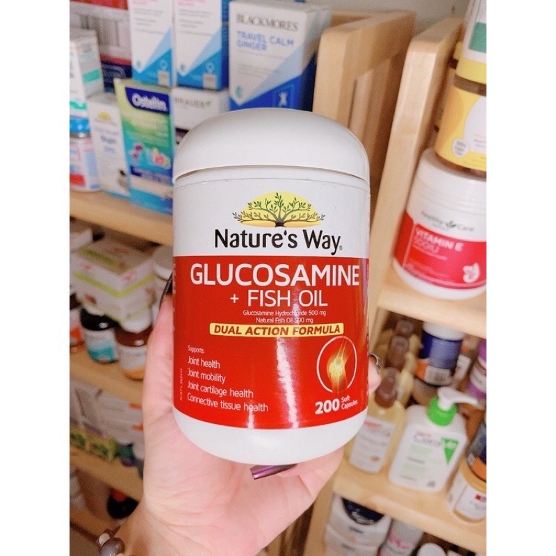 Viên Uống Bổ Xương Khớp kèm dầu cá Glucosamin Nature's Way + fish oil úc 200viên