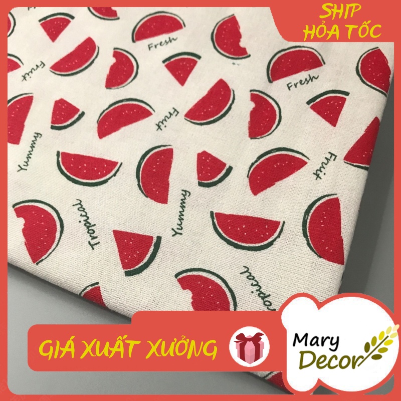 Vải linen họa tiết Dưa hấu V-F10