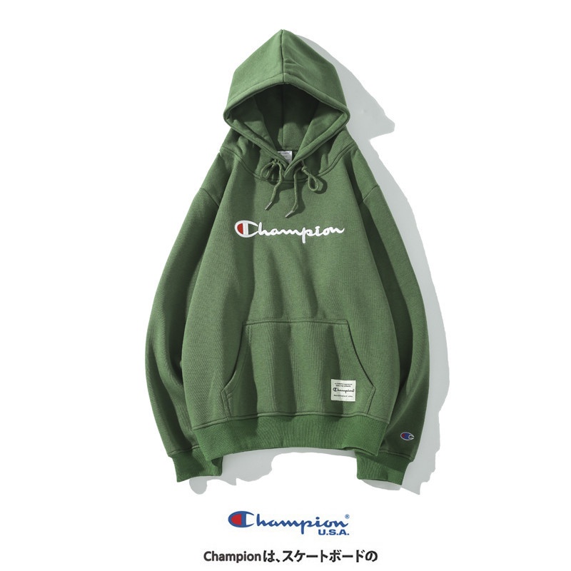 Áo Hoodie Cotton Thêu Chữ CHAMPION Cổ Điển Thời Trang Đường Phố Unisex