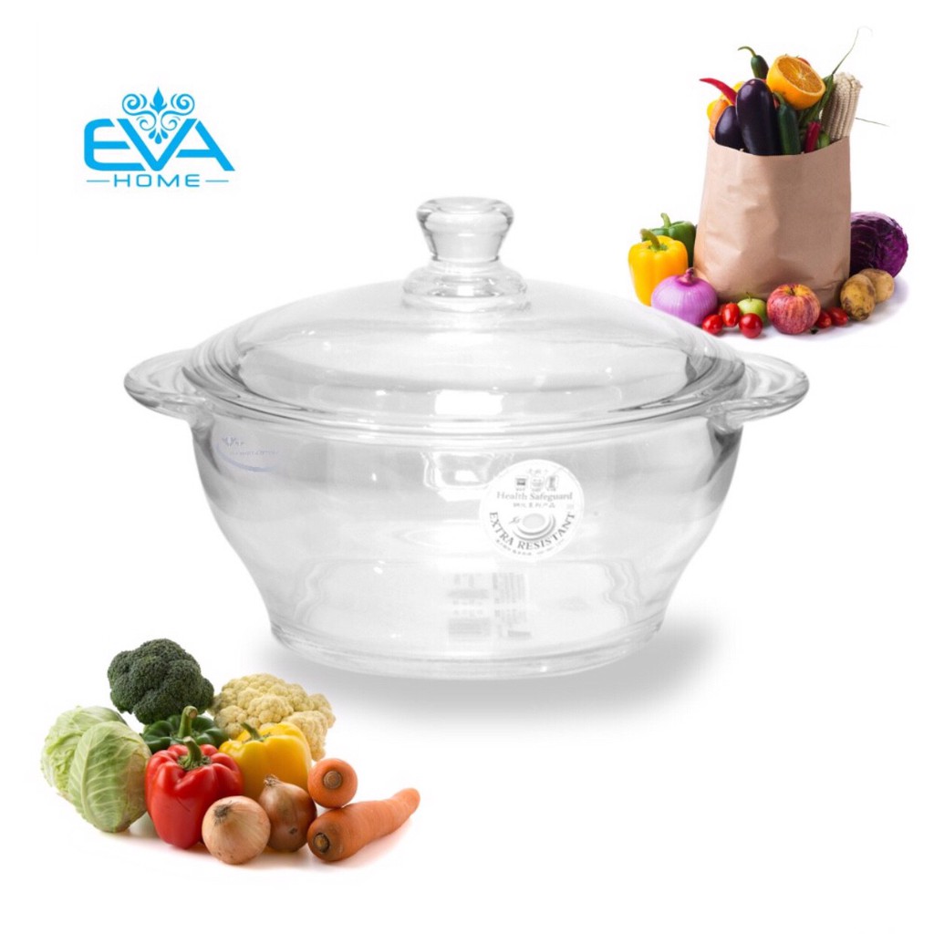 Âu thố thủy tinh có nắp màu trắng đủ size