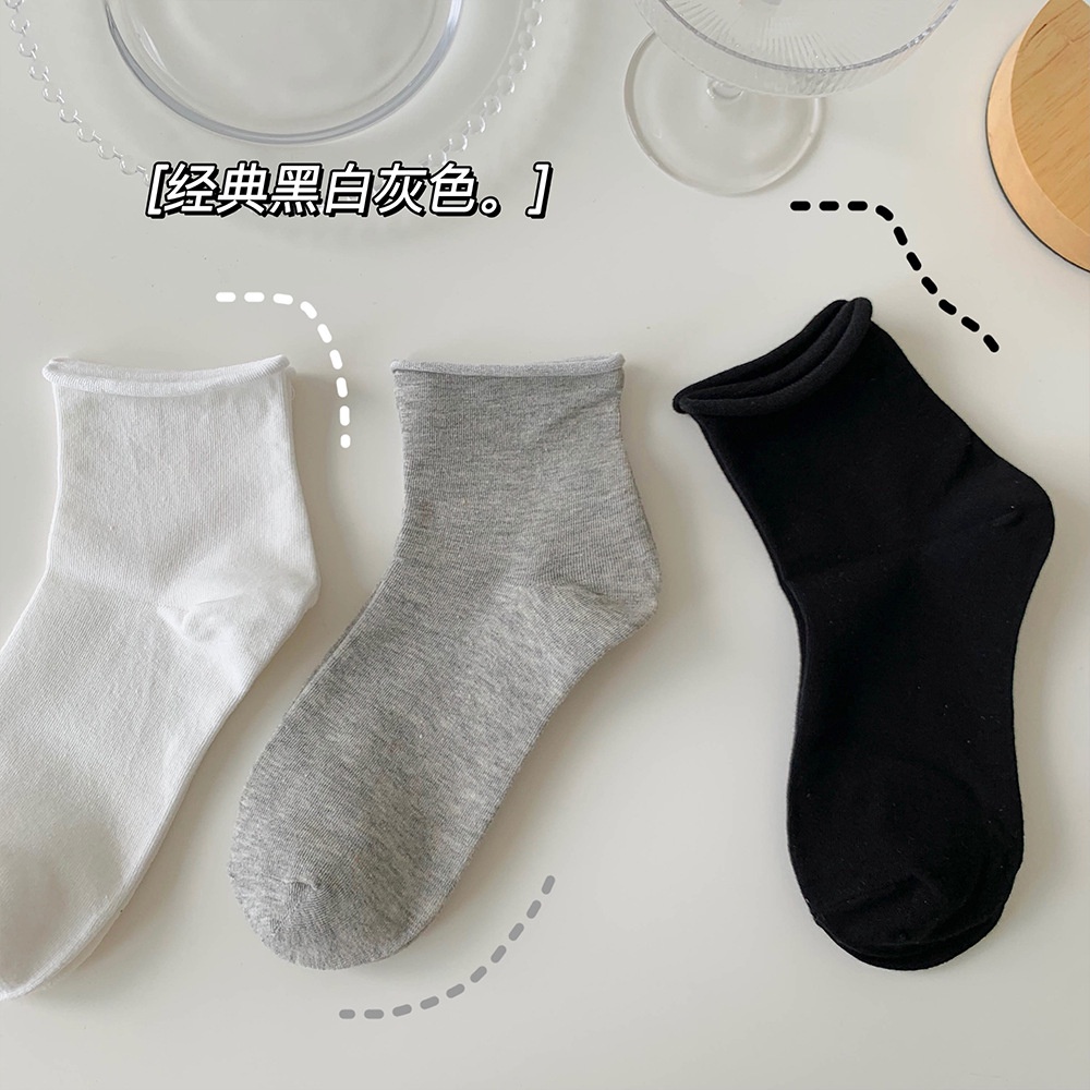 Vớ Cotton Mỏng Cuộn Tròn Màu Sắc Ngọt Ngào Thời Trang Xuân Hè