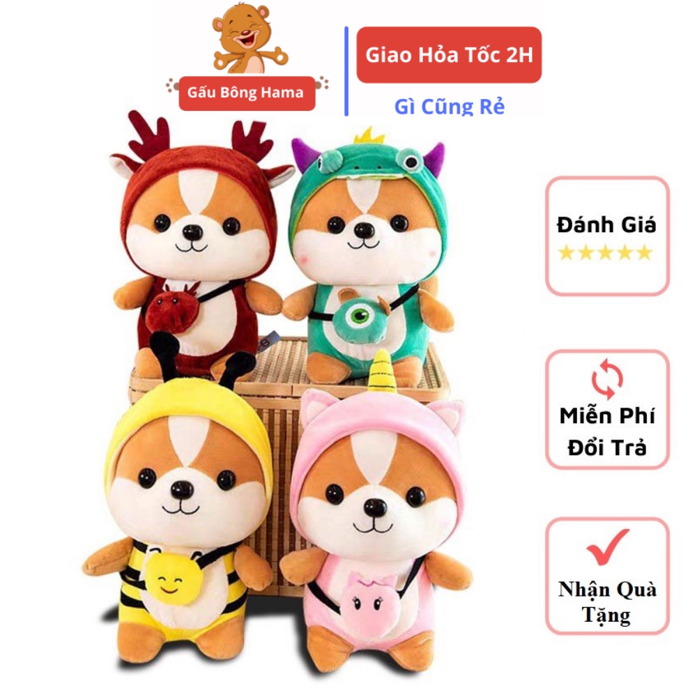 Gấu Bông Chó Shiba Cosplay Mềm Mịn Size Nhỏ 25 cm Hàng Cao Cấp Cho Trẻ Nhỏ Hama
