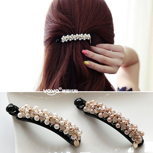 Kẹp Tóc Co Giãn Đính Ngọc Trai Thời Trang Hàn Quốc