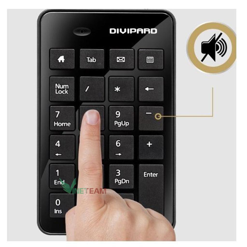 Bàn phím số có dây, cổng kết nối USB DIVIPAD D500 cho máy tính bàn, laptop
