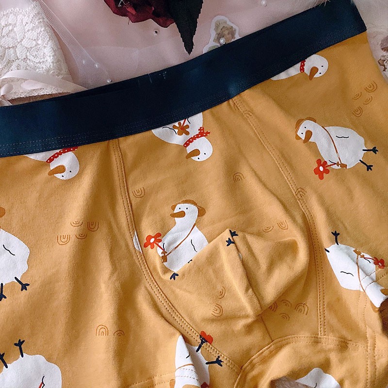 Bộ 2 Quần Lót Boxer Vải Cotton In Hoạt Hình Vịt Dễ Thương Cho Nam