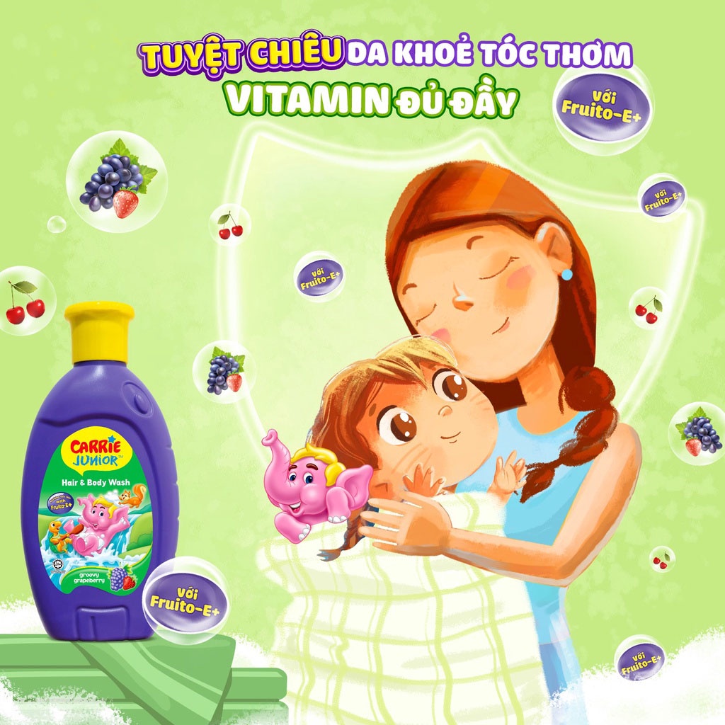 Sữa Tắm Gội Toàn Thân Carrie Junior Groovy Grapeberry 700g