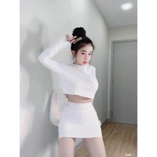 Set áo croptop chân váy ôm body siêu yêu