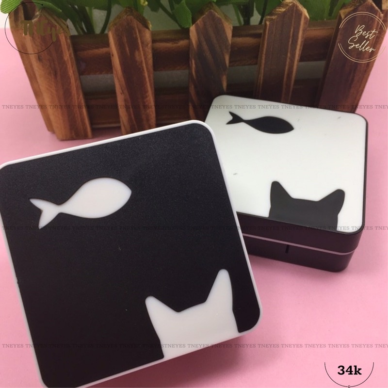 Khay Gương Vuông Đựng Lens Kính Áp Tròng Có Gương Full Dụng Cụ Đeo