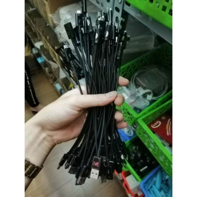Cáp sạc dự phòng 20cm màu đen đầu Micro & Type C
